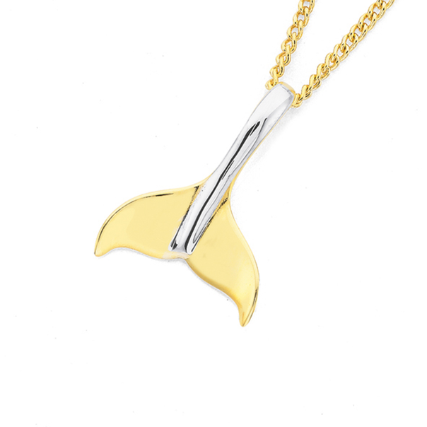 9ct Gold Two Tone Whale's Tail Pendant