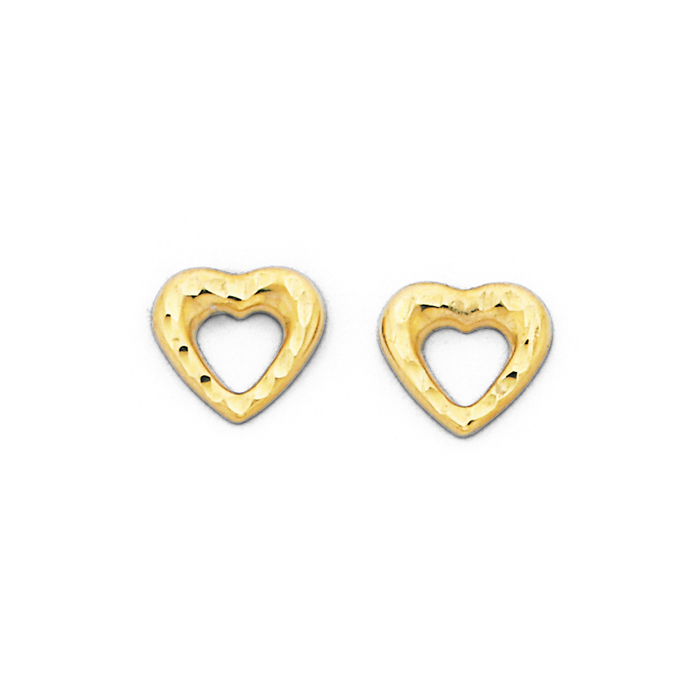 9ct Heart Stud Earrings Pascoes