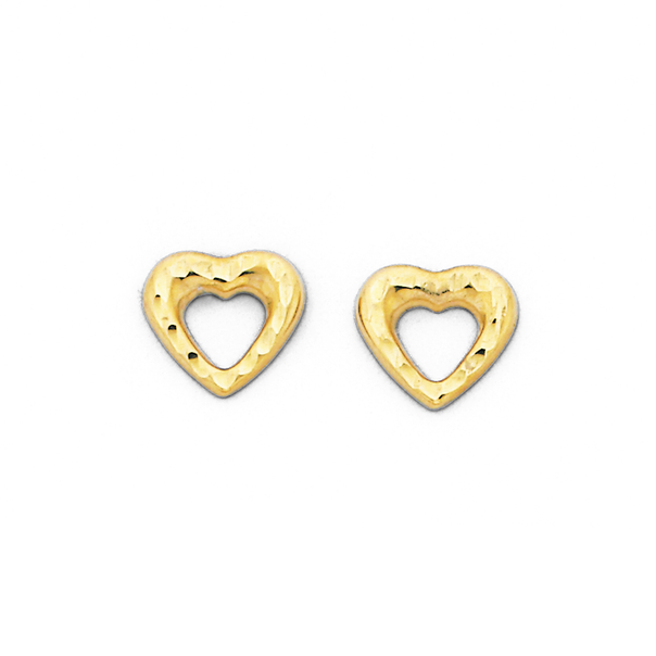 9ct Heart Stud Earrings