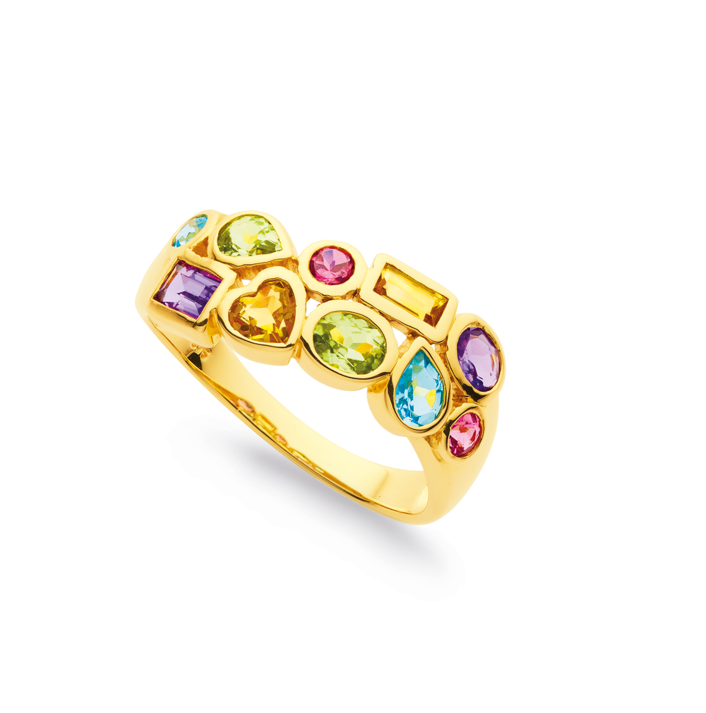 14k White Gold Multi Color Ring | Gem Mountain Sapphire Mine
