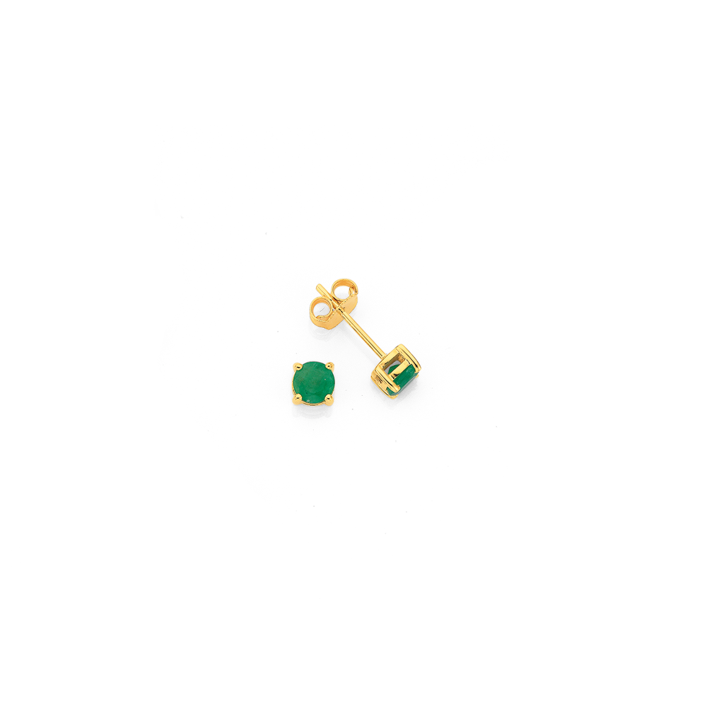 9ct Synthetic Emerald And Diamond Earrings in Green Pascoes