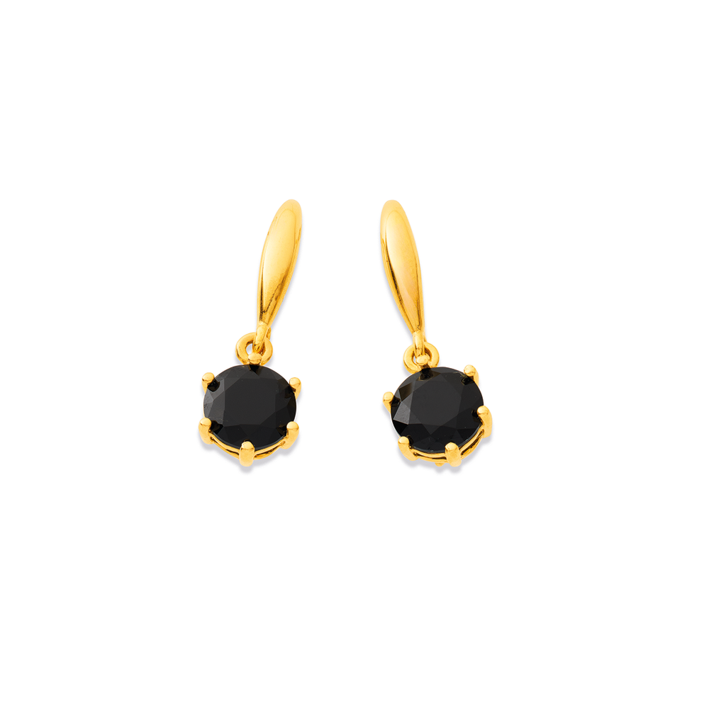 9ct Black Sapphire Drop Earrings in Black Pascoes