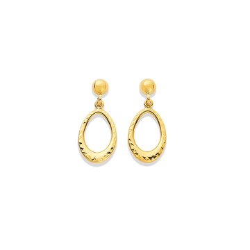 9ct, Oval Drop Stud Earrings Pascoes