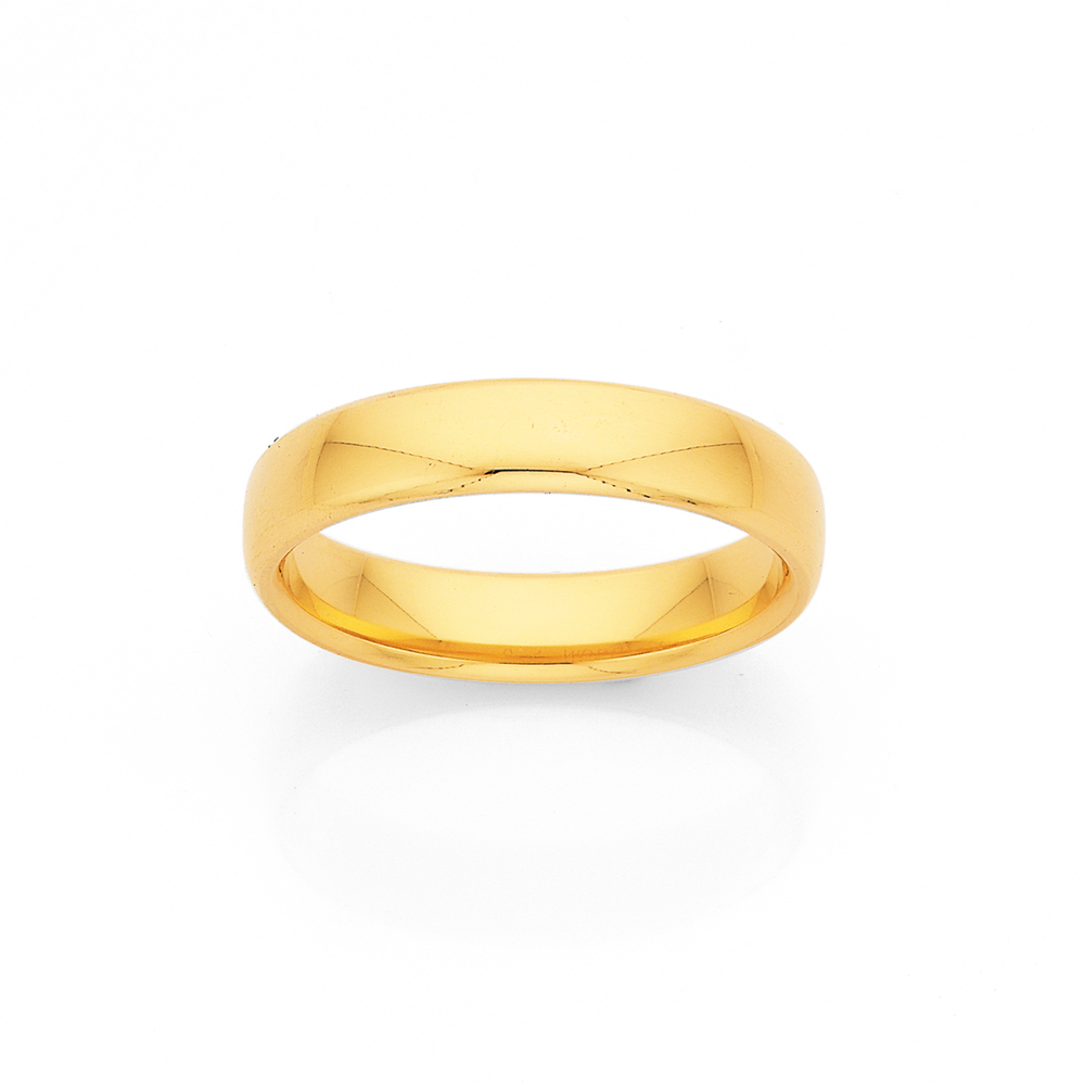 9ct Plain Wedding Band 4mm Wide Size N Pascoes