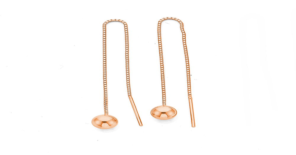 9ct Rose Gold, Ball Thread Earrings Pascoes