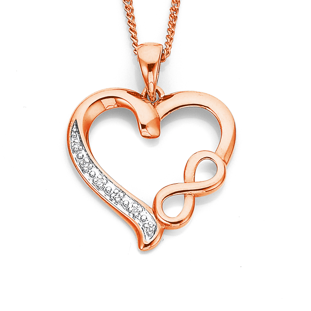 Albert's Sterling Silver .25ctw Heart Infinity Necklace NK10375-SSSC