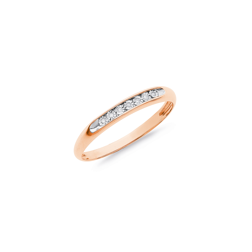 9ct Rose Gold, Diamond Set Stacker Ring Pascoes
