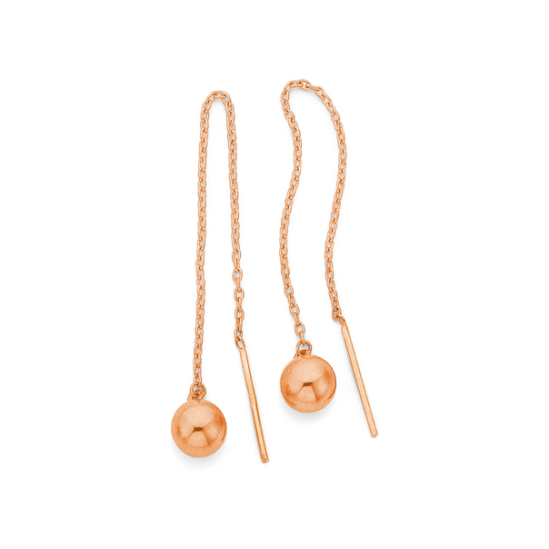 9ct Rose Gold Orb Thread Earrings