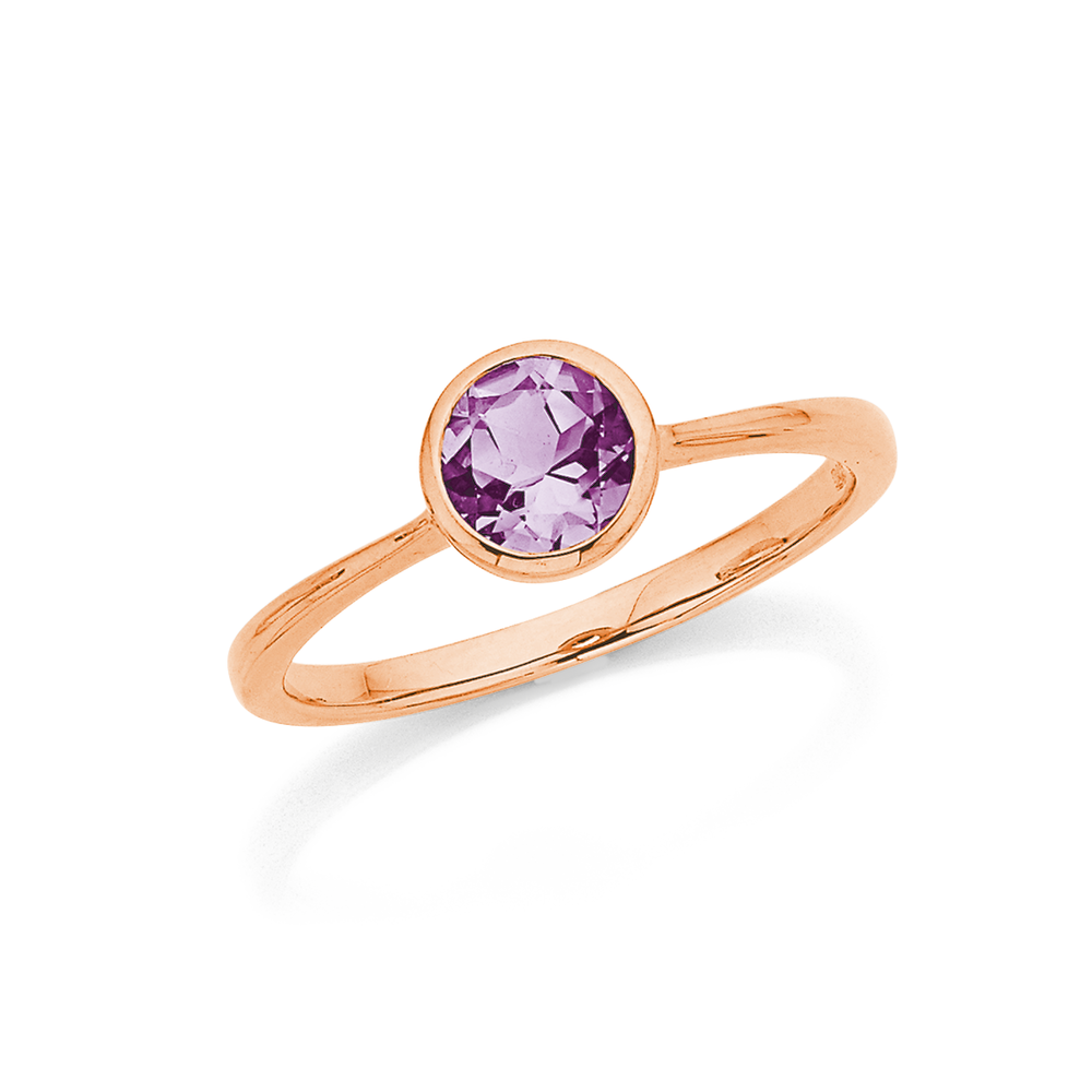 Shop This Dainty Amethyst Gemstone Solitaire Ring in 14k Solid Gold