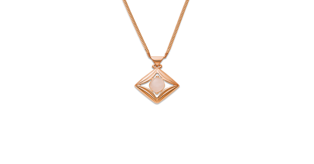 9ct Rose Gold, Rose Quartz Pendant in Pink Pascoes