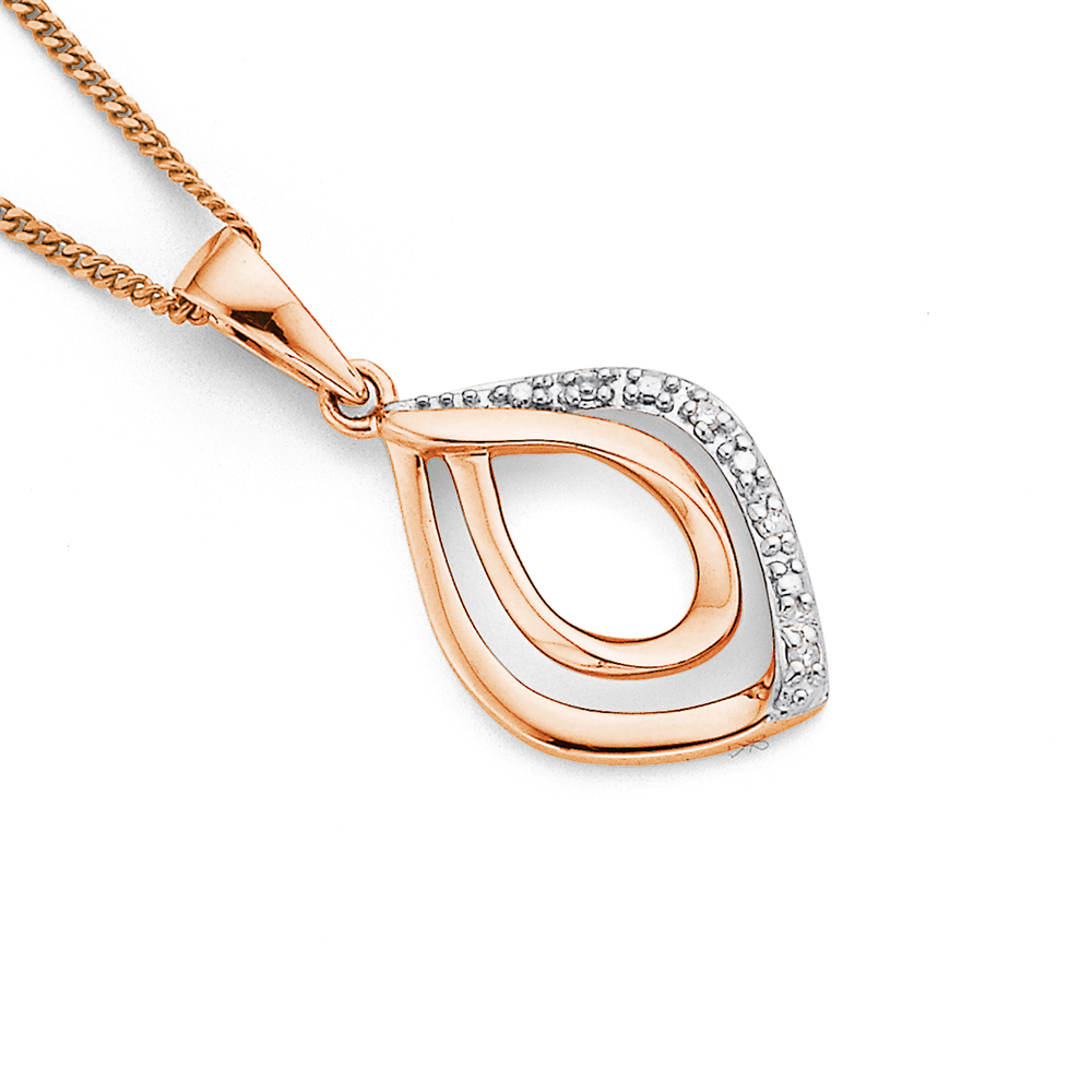 9ct Rose Gold Teardrop Diamond Pendant 