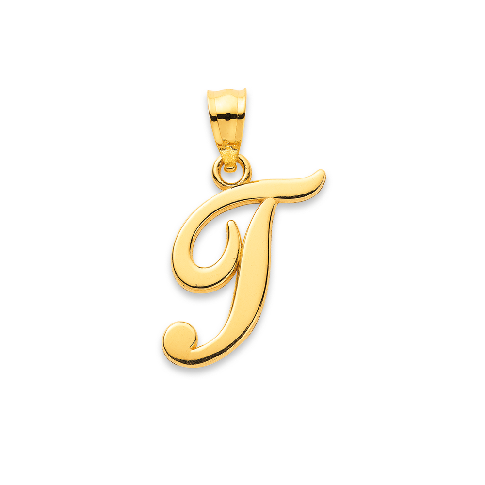 Gold letter t pendant deals