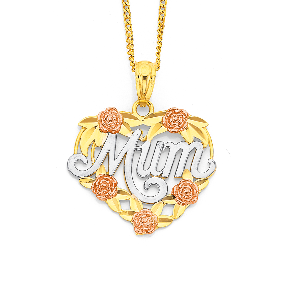 9ct Yellow Gold Mum Diamond Heart Pendant – Shiels Jewellers