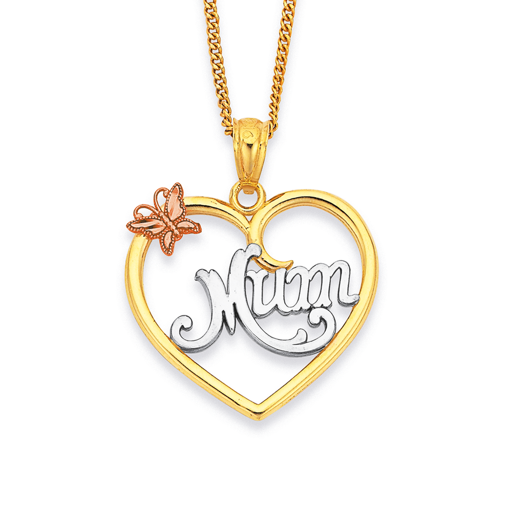 9ct Yellow Gold MUM Love Heart Pendant Half Pave Set With Cz Stones  Hallmarked - Etsy