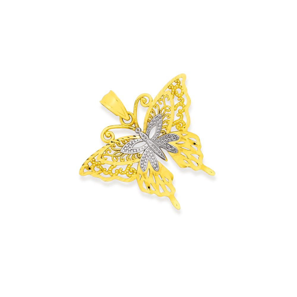 9ct Two Tone Butterfly Pendant Pascoes