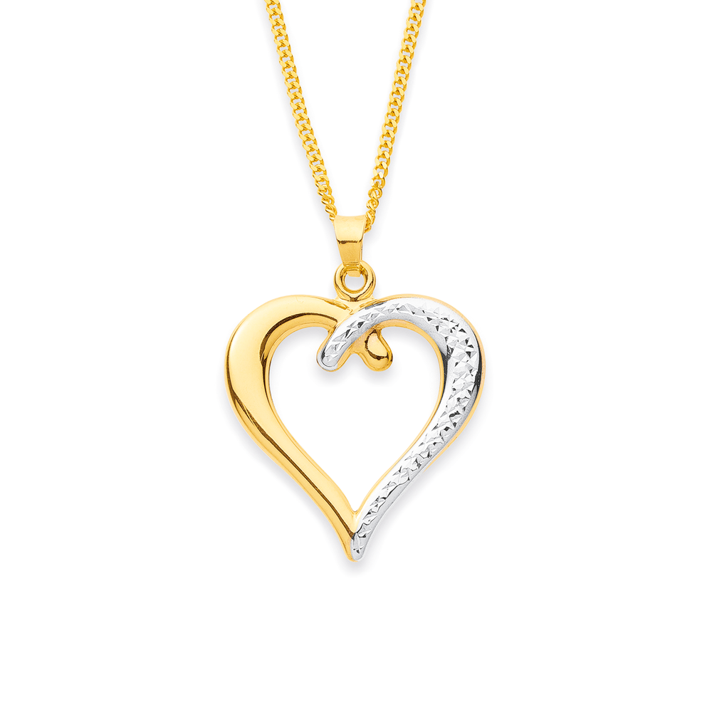 9ct Two Tone, Heart Pendant