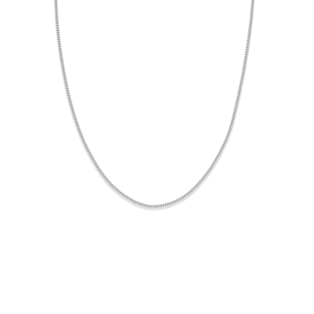 thumbnail interactive-video image 1 of 100% Genuine 9k Solid White Gold Diamond Cut Curb Chain Necklace – 45cm – Made In Italy 1 of 5