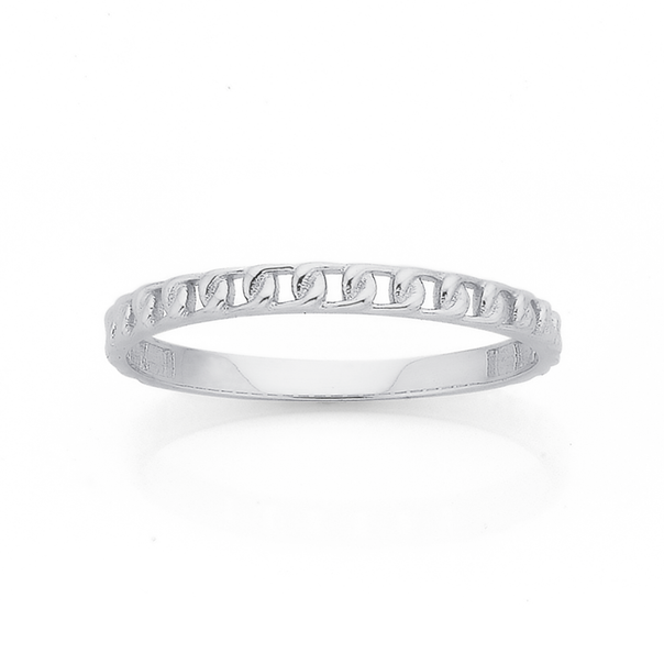 9ct White Gold Chain Link Stacker Ring