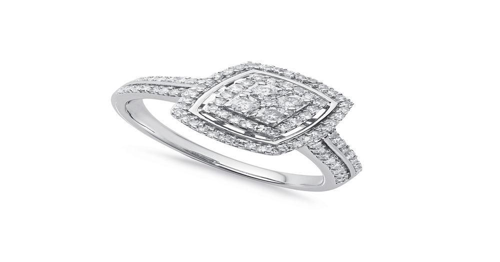 9ct White Gold, Diamond Ring Tdw=.50ct Pascoes