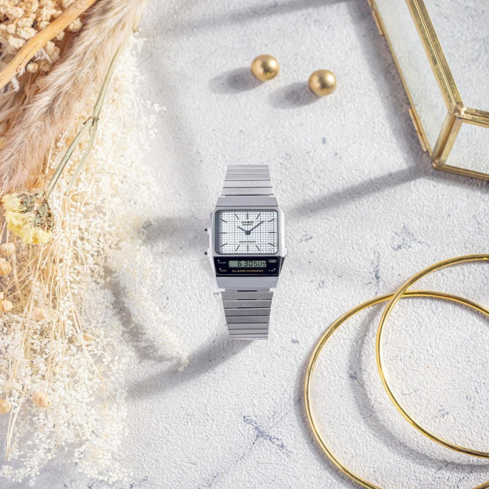 Casio Vintage Analog digital Watch in Silver Pascoes