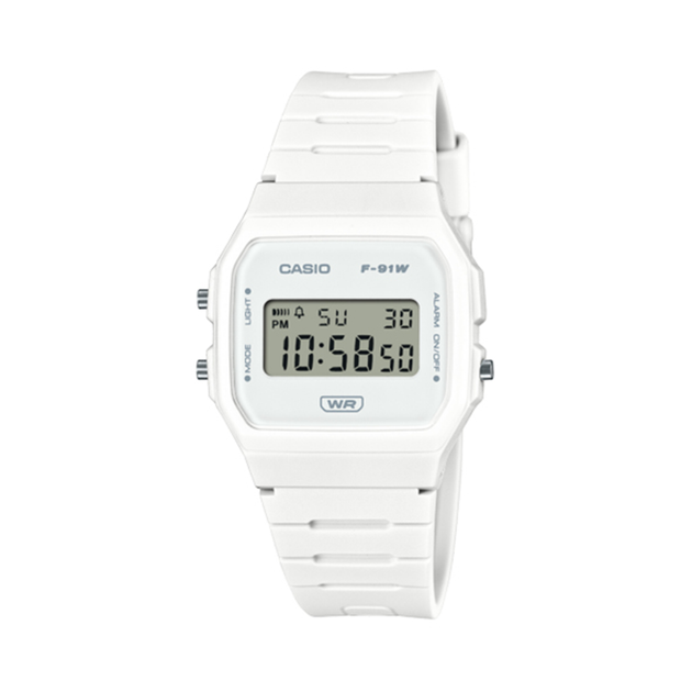 Casio Digital Rectangular Casio White Rectangle Digital Watch F91wb-7a in White | Pascoes