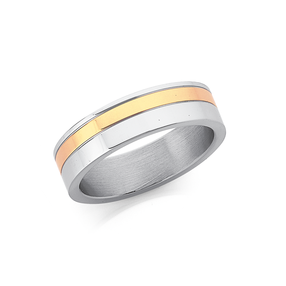Chisel Stainless Steel Gold Tone Ring Size U Pascoes