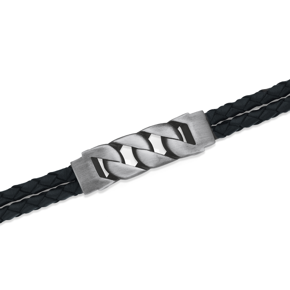 Chisel Stainless Steel Leather Bracelet Pascoes