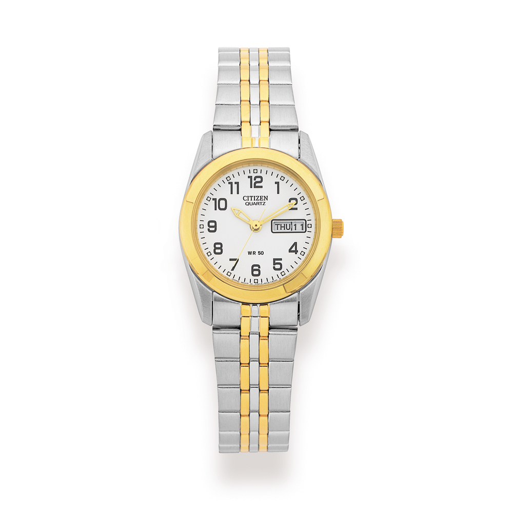 Citizen Ladies Two Tone 50m Water Resistant Watch in Silver Pascoes