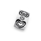 Cubic Zirconia Heart Addorn Stopper Charm in Sterling Silver