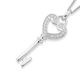 Cubic Zirconia Heart & Key Pendant in Sterling Silver