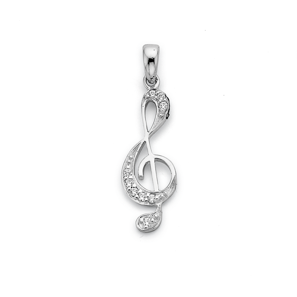 Sterling Silver musical note Pendant Necklace Heartbeat signal Heart N