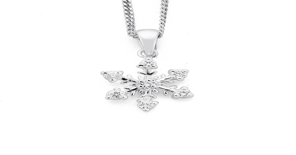 Cubic Zirconia Snowflake Pendant In Sterling Silver in Clear | Pascoes