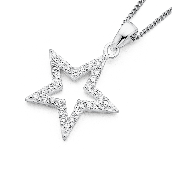 Cubic Zirconia Star Pendant Sterling Silver