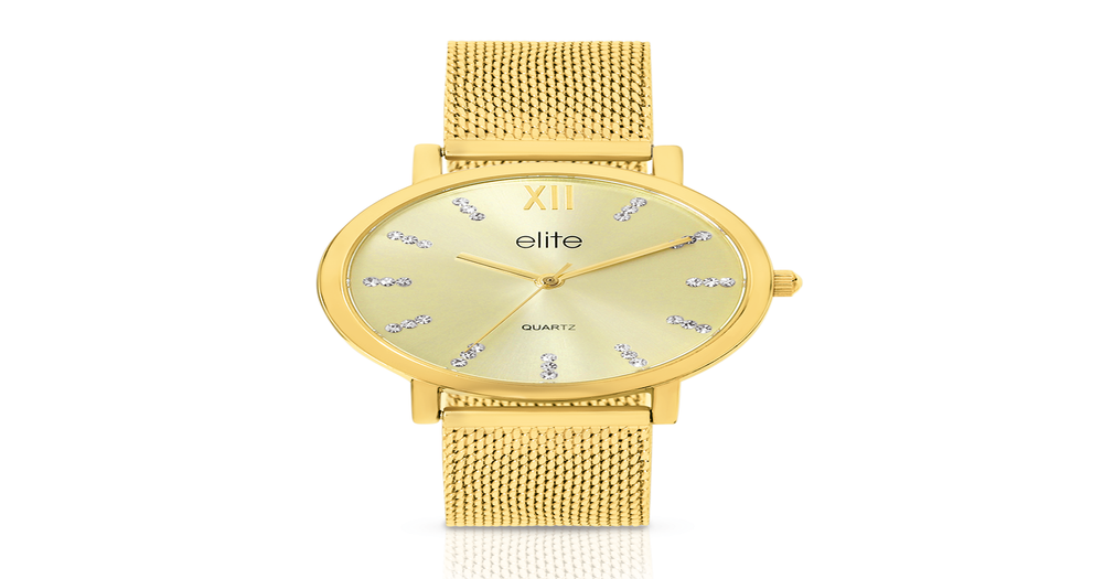 Elite Ladies Gold Tone Watch in Gold Pascoes