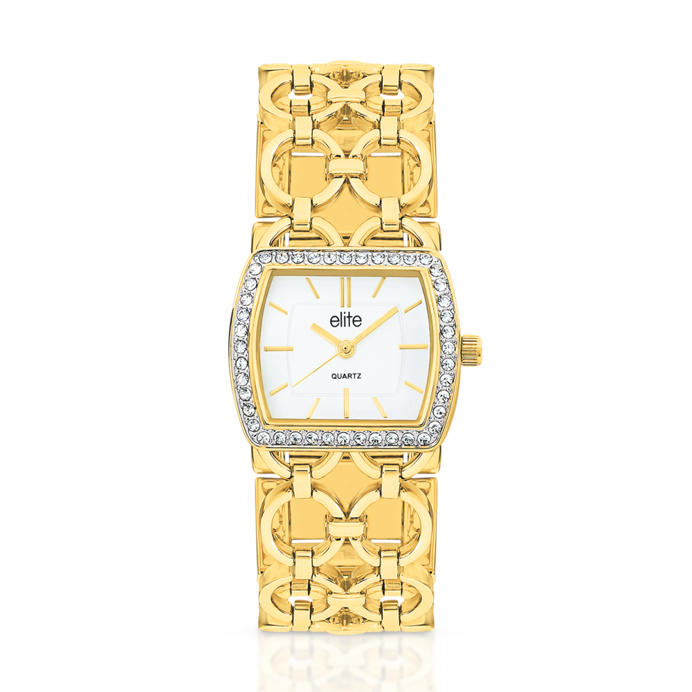 Elite ladies gold clearance tone watch