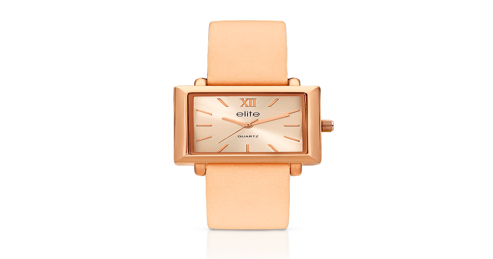 Elite Ladies Rose Tone Watch in Rose Pascoes