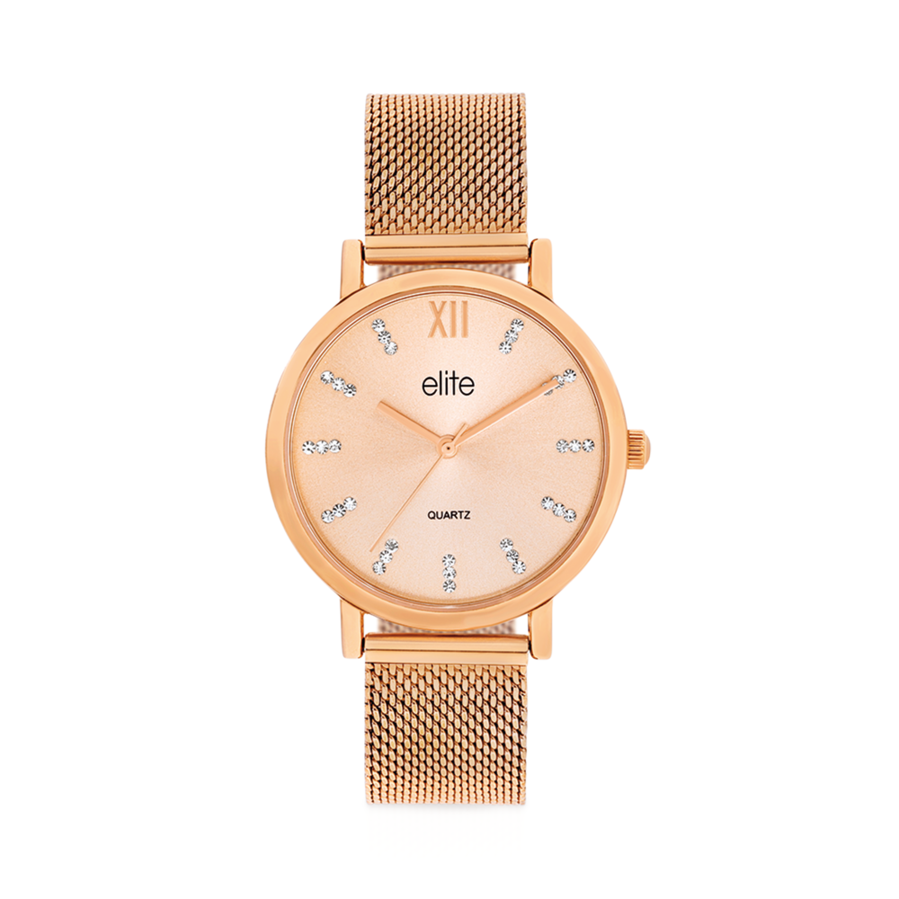 Elite Ladies Rose Tone Watch in Rose Pascoes