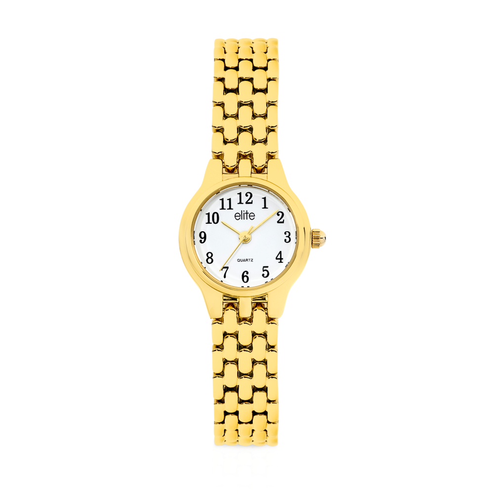 Elite ladies gold tone watch outlet