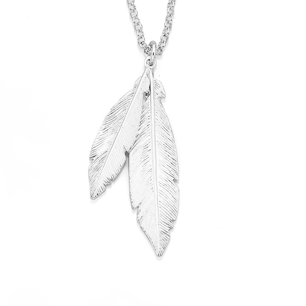 Sterling silver feather pendant deals