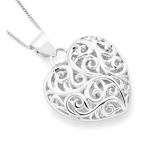 Filagree Heart Pendant in Sterling Silver