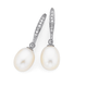 Freshwater Pearl & Cubic Zirconia Hook Earrings in Sterling Silver