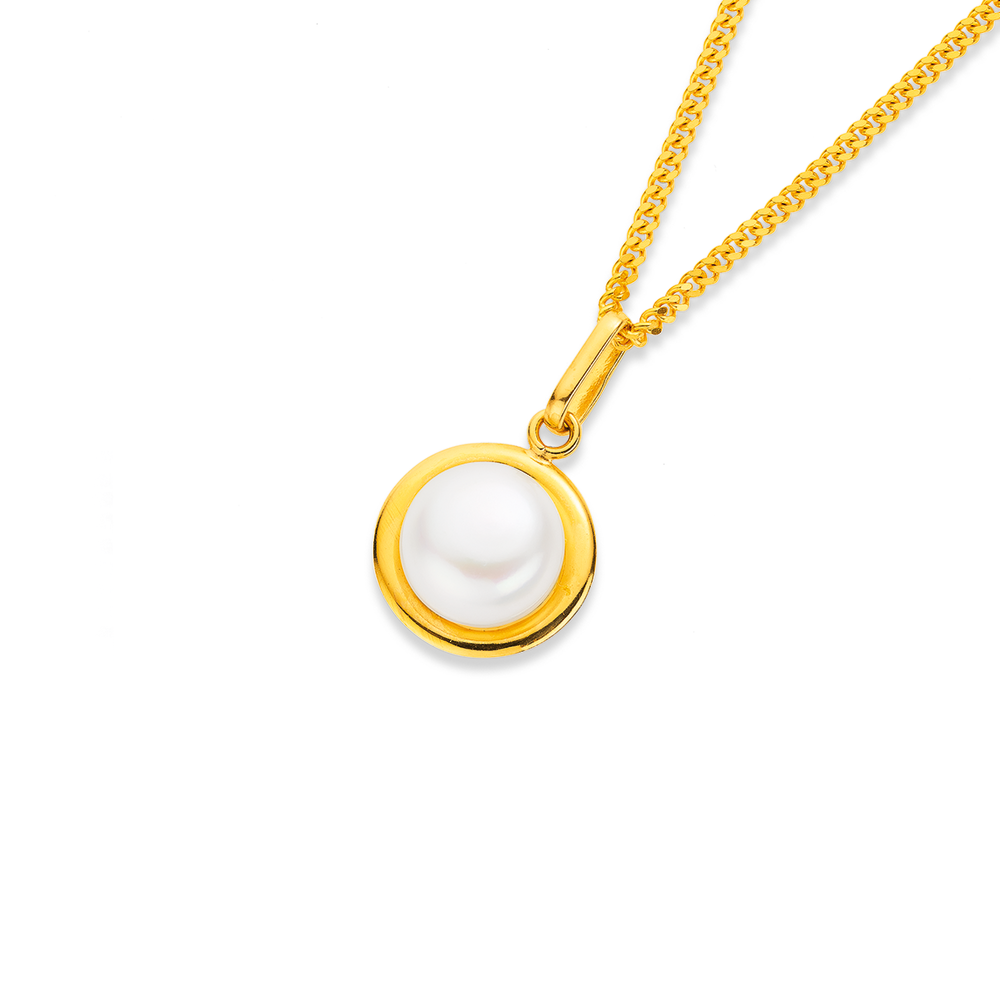 9ct Rose Gold Pearl and Chain Necklace 5mm - R.L. Austen | R.L. Austen