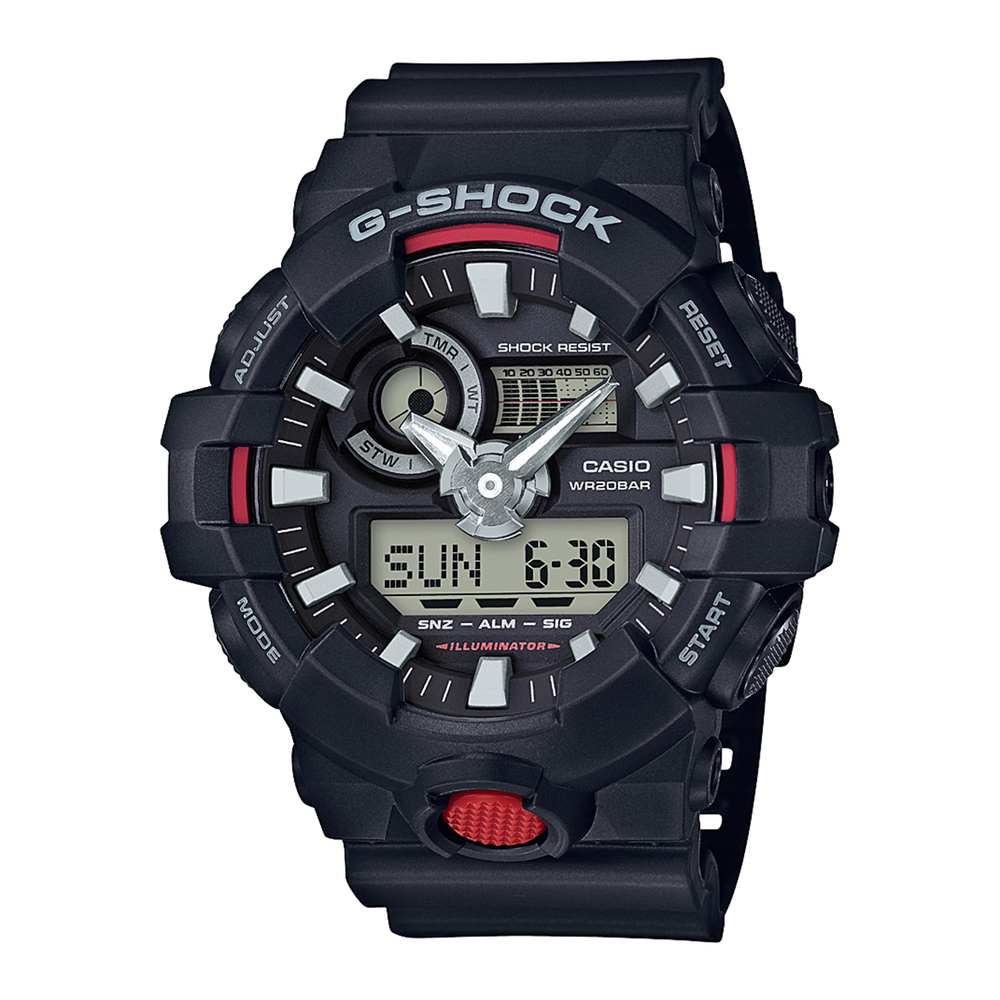 G shock Black Analogue digital Red Accent Watch in Black Pascoes