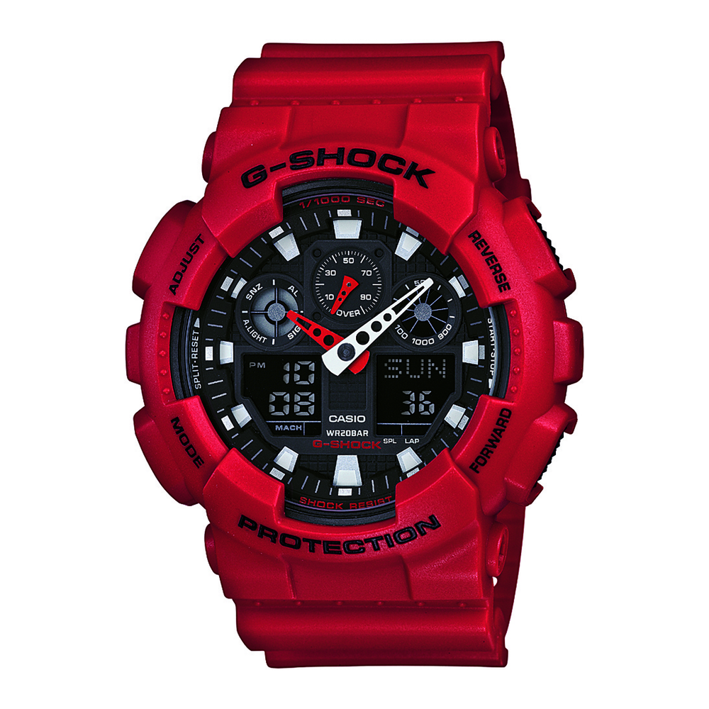 G-shock Mens Analogue Digital Watch Ga100b-4a in Red Pascoes