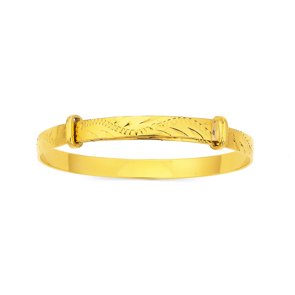 Gold Plated Childs Expander Bangle With Greenery Pattern Pascoes