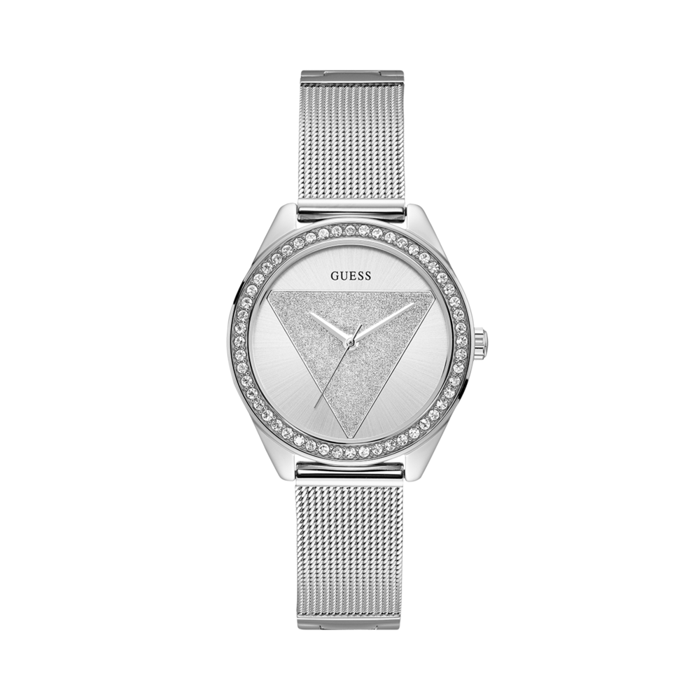 Guess Ladies Tri Glitz Watch in Silver Pascoes