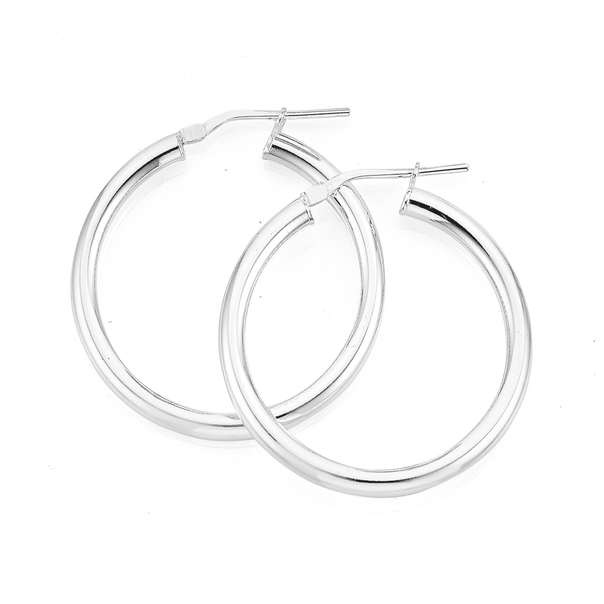 Hollow Tube 25mm Wide Hoops in Sterling Silver