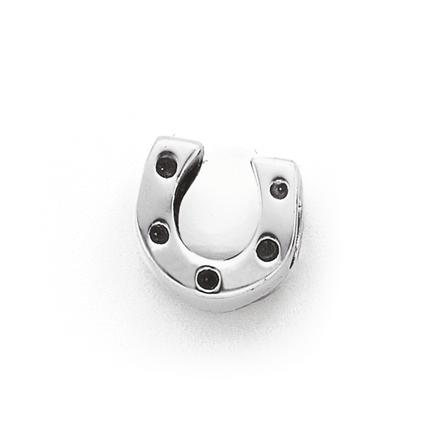 Horseshoe Addorn Charm in Sterling Silver