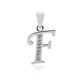 Initial F Letter Pendant in Sterling Silver with CZ