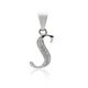 Initial S Letter Pendant in Sterling Silver with CZ